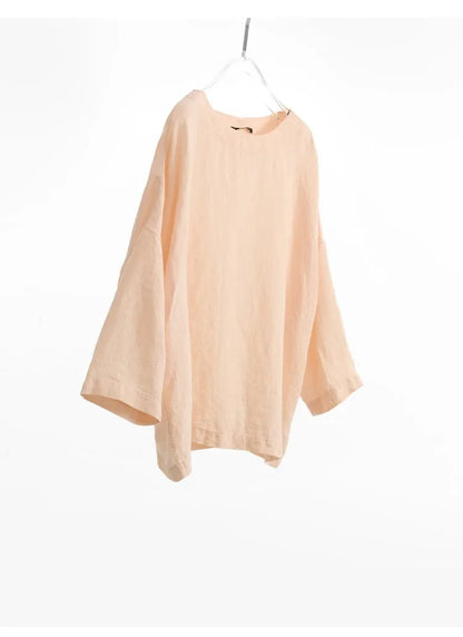 Plus-Size Women's Clothing~Hemp Long-Sleeved Shirt, Casual Sun-Protective Top, New Spring/Summer 2026 Style