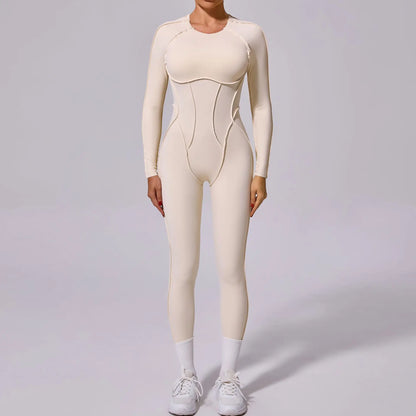 Women's Sports Jumpsuit Kit Yoga Fitness Bodysuit Hip-lifting Open Back Tight High Elasticity Outdoors Gym Workout Sexy Clothes
