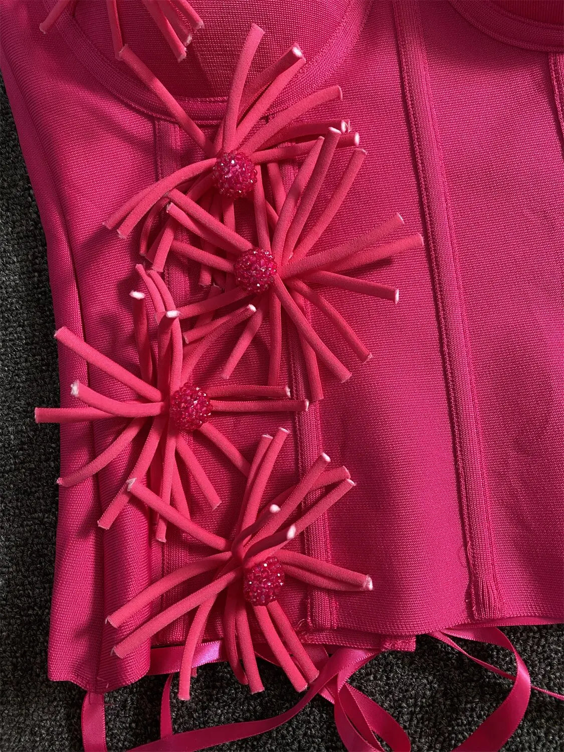 2025 New Hot Pink Bandage Skirt Sets Women Sexy Halter Bodycon Top And Flowers Mini Skirt Two Piece Sets Evening Party Outfit