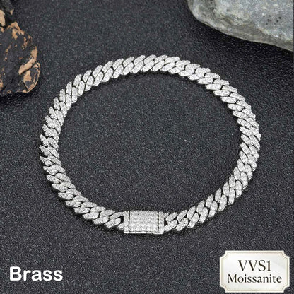 FLEXKING Moissanite Cuban Necklace for Men Women 6MM D Color VVS1 Iced Out Moissanite Miami Cuban Link Bracelets Box Clasp