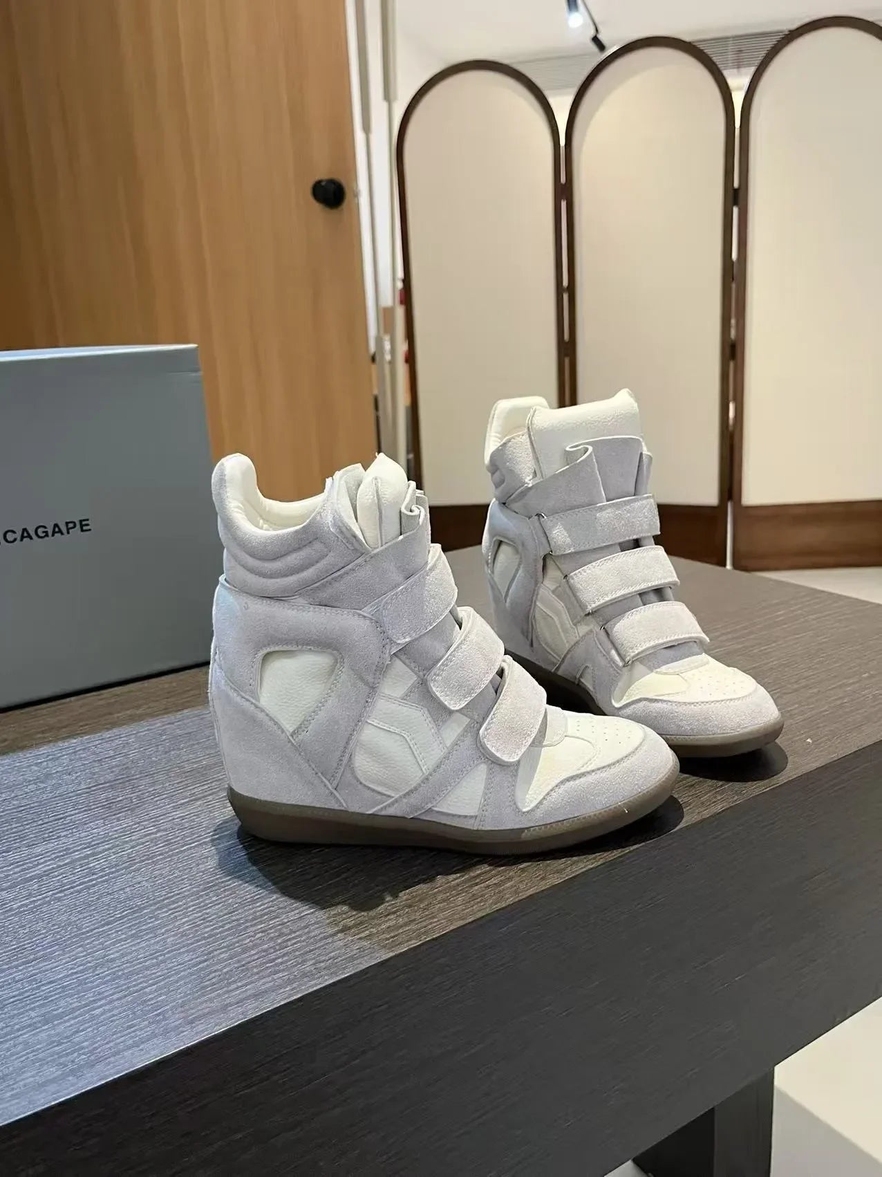Women's Ankle Boots 2026 New Genuine Leather 8CM Hidden Heel Women Platform Sneakers Fashionable Splice Color Design Women Shoes