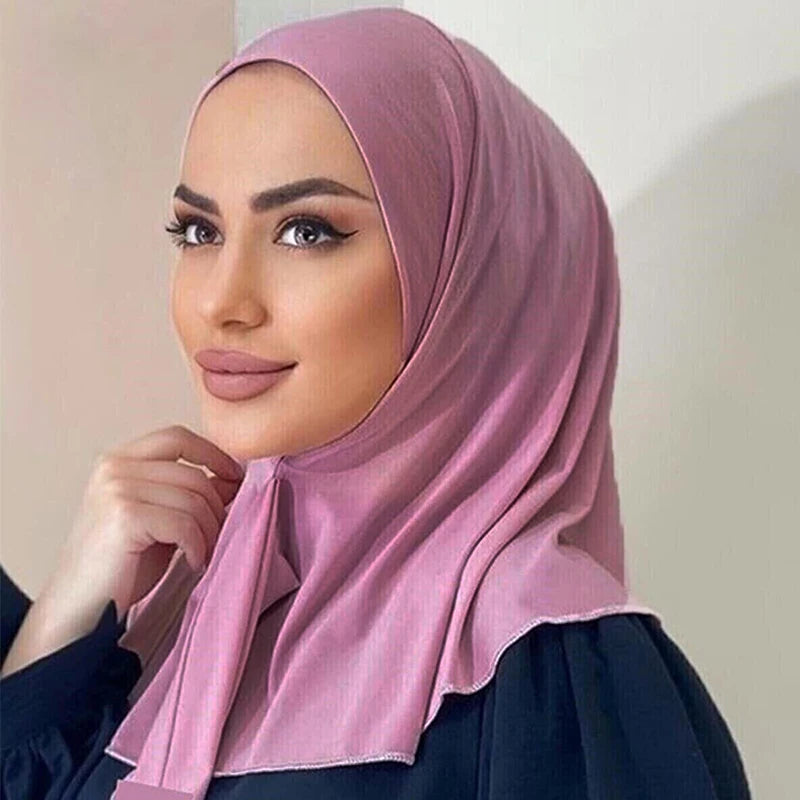 Ready To Go Full Cover Inner Instant Hijab for Ladies Girls Women With Tie Back Buttons Premium Quality Jersey Scarf