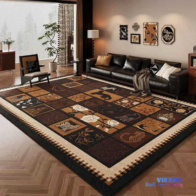 VIKAMA Antique Living Room Loop Pile Carpet Dirty Resistant Living Room Sofa Coffee Table Bedroom Bedside Rugs Home Decoration