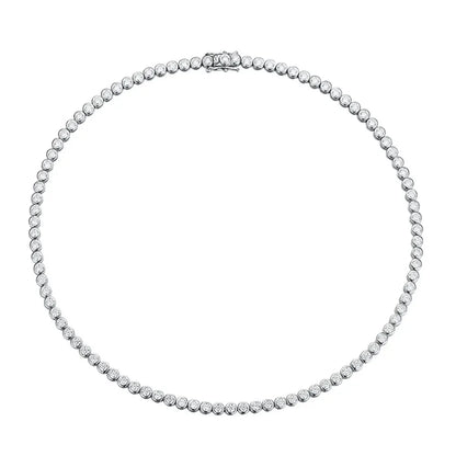 FCGJHW D VVS1 2/3mm Moissanite Tennis Necklace Bezel Setting Round Diamond GRA Pure Silver 18k Gold Necklaces for Women Men 2026