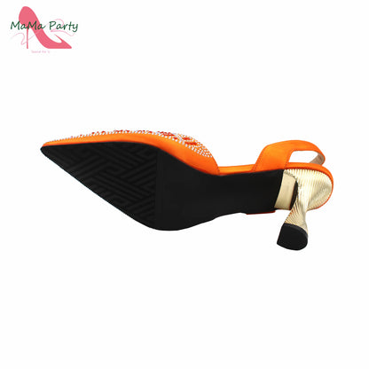 Peach Color New Arrivals Nigerian Women Shoes and Bag Set High Quality Super High Heels for Garden Party
