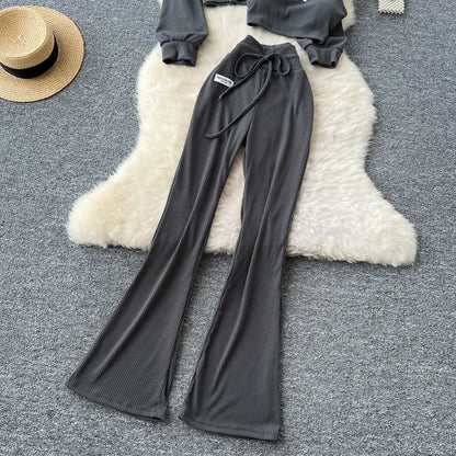 SINGREINY 2026 Autumn Sporty Suits Ladies Full Sleeves Hoodies+Sling Mini Camis+Drawstring Long Pants Casual Three Pieces Sets