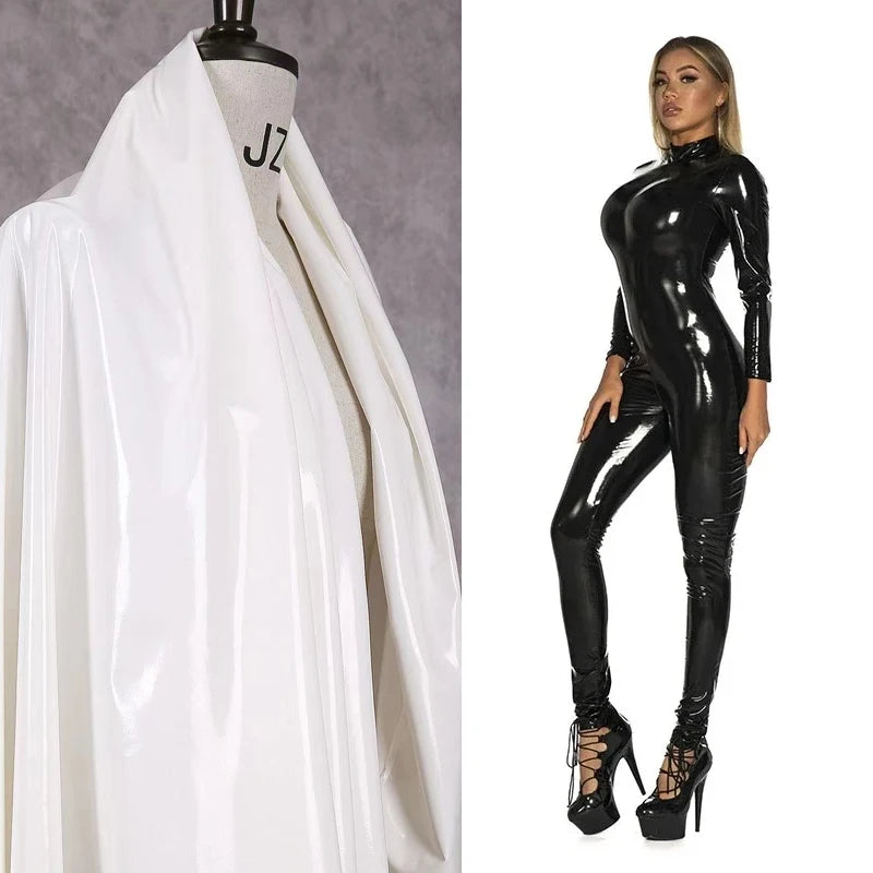 Women Sexy Faux Latex Jumpsuist Long Sleeve Glossy Patent Leather Jumpsuits Stretch PU Bodycon Rompers Clubwear Overalls Custom