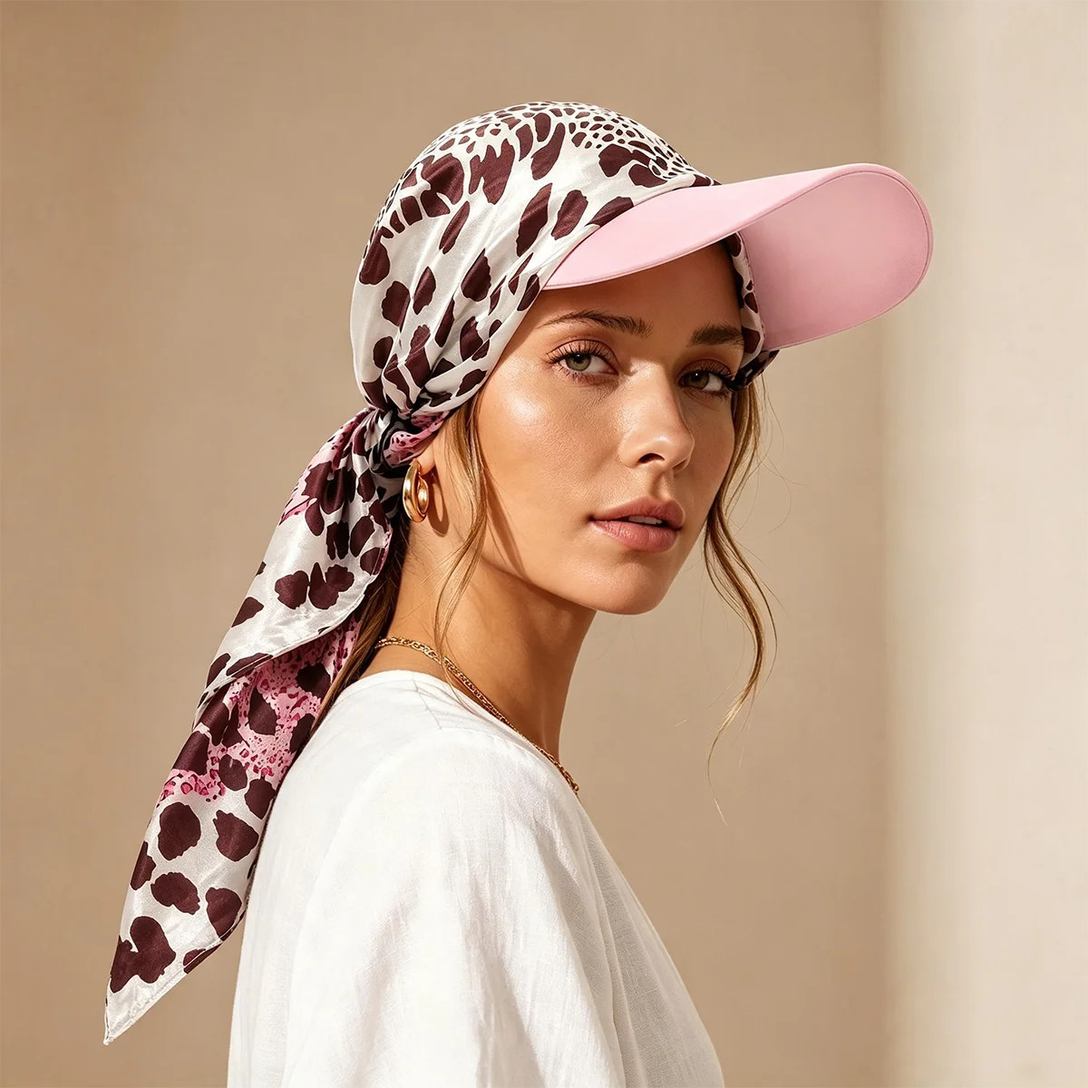 2026 New Fashion Leopard Print Headscarf Hat Soft Satin Vintage Square Turban Scarf Bohemian Hijab Women Headwear