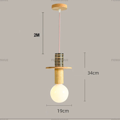 Nordic Lamp Wood LED Pendant Lights Kitchen Home Decor Hanglamp Restaurant Ceiling Chandelier Luminaire Bedroom Light Fixture