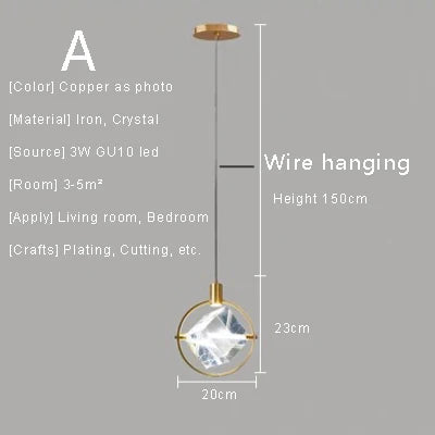 Crystal Led Pendant Lights Kitchen Fixture Suspension Bedside Hanging Lamp Nordic Loft Living Room Dining Room Indoor Home Decor