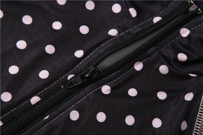Kliou Polka Dot Print 2 Piece Set Woman Zip Turtleneck Short Sleeve Crop Tops+Skinny Shorts Street Sexy Fashion Style Outfits