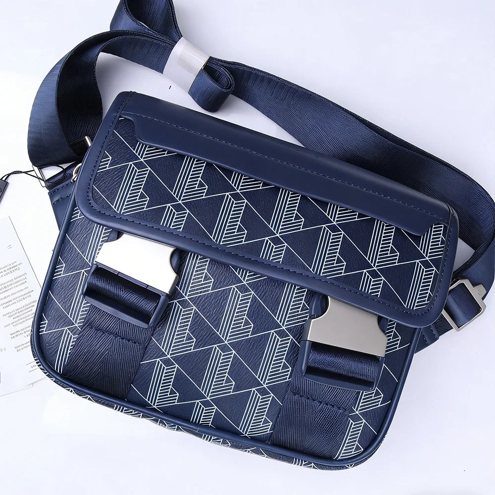 New retro printed messenger men's shoulder bag, PU casual trend crossbody bag, Boy fashionable mobile phone storage handbag