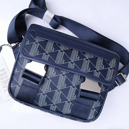 New retro printed messenger men's shoulder bag, PU casual trend crossbody bag, Boy fashionable mobile phone storage handbag
