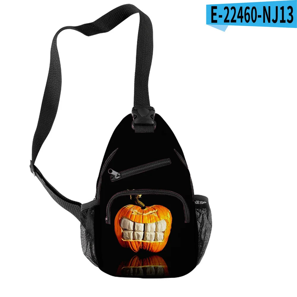 Fashion Youthful Halloween Skeleton Boys/Girls 3D Printed Chest Bags Oxford Waterproof Sports Crossbody Travel Bag Shoulder Bags