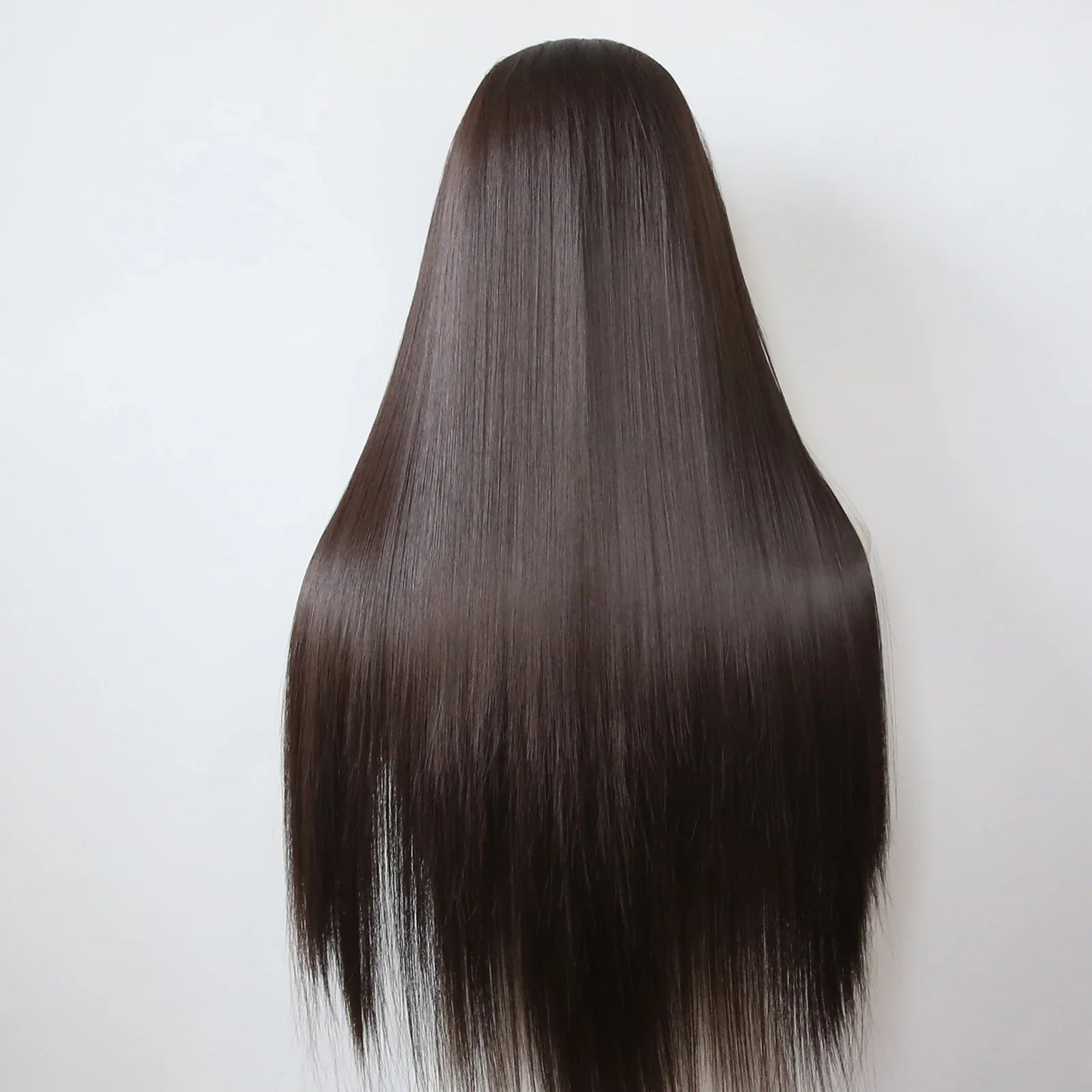 Ashely 13*4 Dark Brown Synthetic Lace Front Wigs Brown Long Straight Lace Front Wig for Women Pre Plucked Natural Hairline