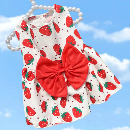 Puppy Summer Dress Dog Cat Princess Dress Pet Clothes for Small Medium Dogs Printed Bow Kitten Dog Skirt Yorkshire Teddy Apparel