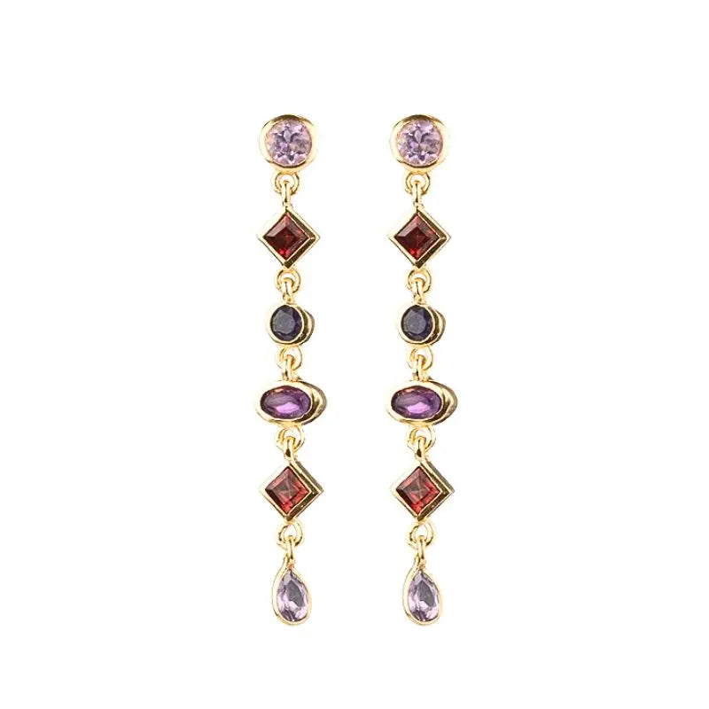 925 Sterling Silver Needle Long Chain Stud Earrings For Women Exquisite Zircon Geometric Tassel Pendant Earrings Luxury Jewelry