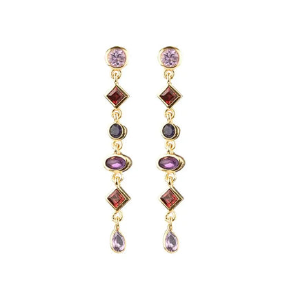 925 Sterling Silver Needle Long Chain Stud Earrings For Women Exquisite Zircon Geometric Tassel Pendant Earrings Luxury Jewelry