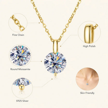 LongZhe S925 Silver Moissanite Mermaid Tear Necklace 1CT 2CT D Color GRA Certificate Diamond Tester Passed Fine Jewelry Gift