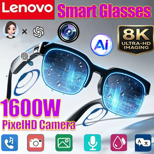 Lenovo Smart 8K Glasses 2027New AI Translation Bluetooth Conversation Recording Listening To Music Smart Men Women Sunglasses