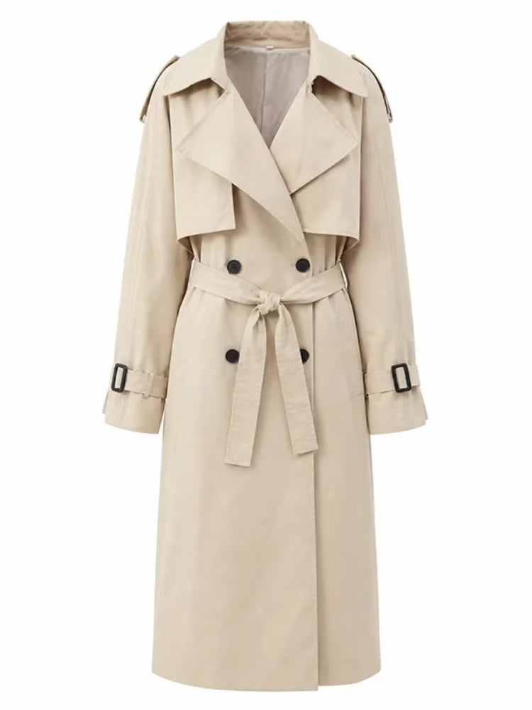 Black Stand Collar Trench Coat Women Casual Long Sleeve Single-breasted Loose Windbreaker 2026 Lady Autumn High Street Outwear
