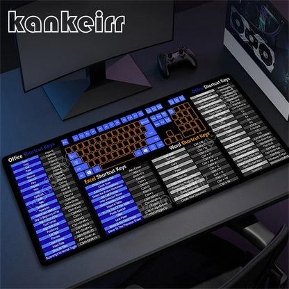 Excel Mouse Pad Computer Desk Accessories Over Shortcut Keys Mousepad Non-Slip&Waterproof Desk mat Large Excel Shortcut Mausepad
