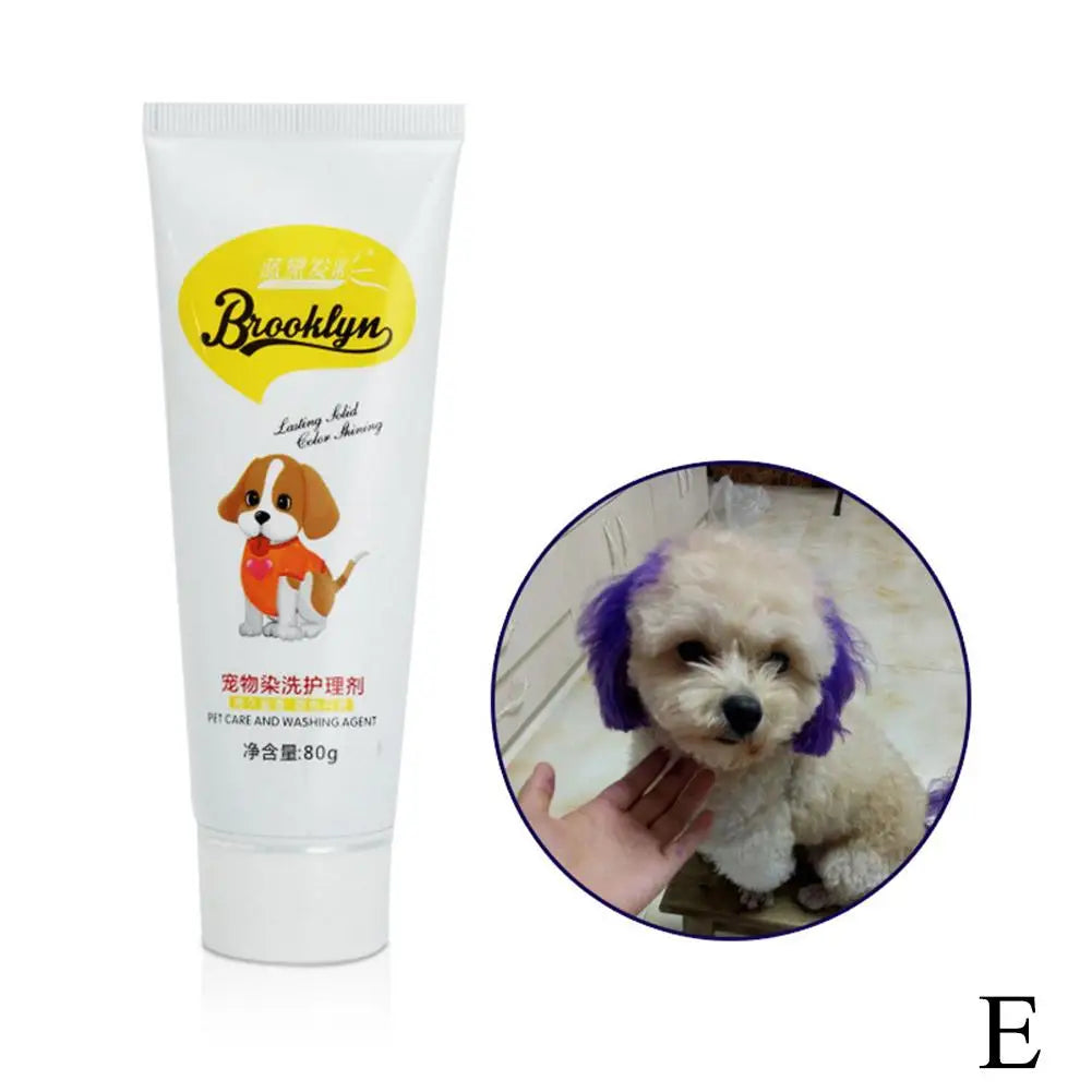 80g Pet Dog Animals Hair Bright Coloring Dyestuffs Hair Bright Safe Dyeing Pigment for Dogs Cats Safe Pet Accessories