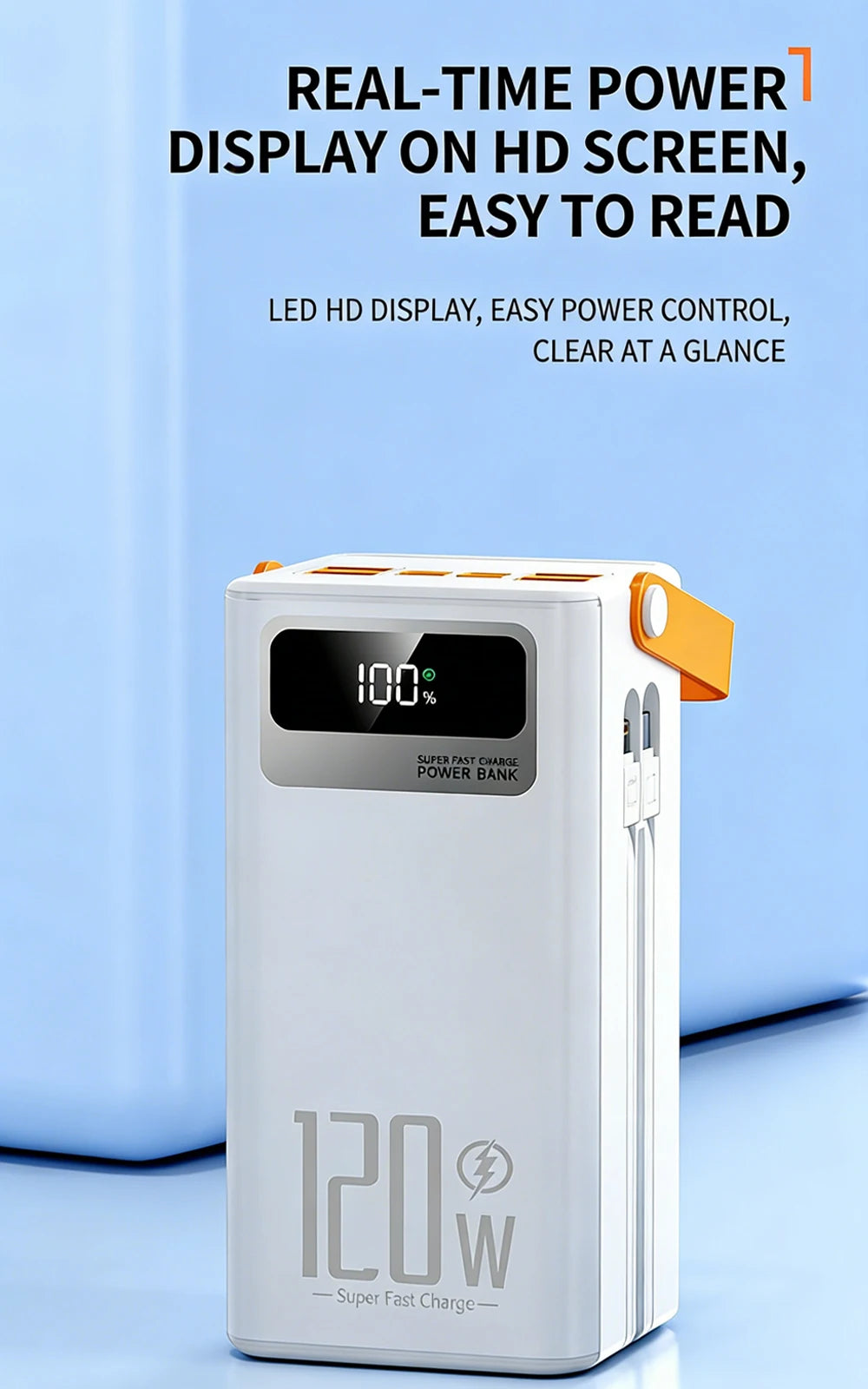 Gaiaray 50000mAh 80000mAh Portable Power Bank 120W Fast Charging Power Station Emergency Power Bank LED Charger for Home Camping