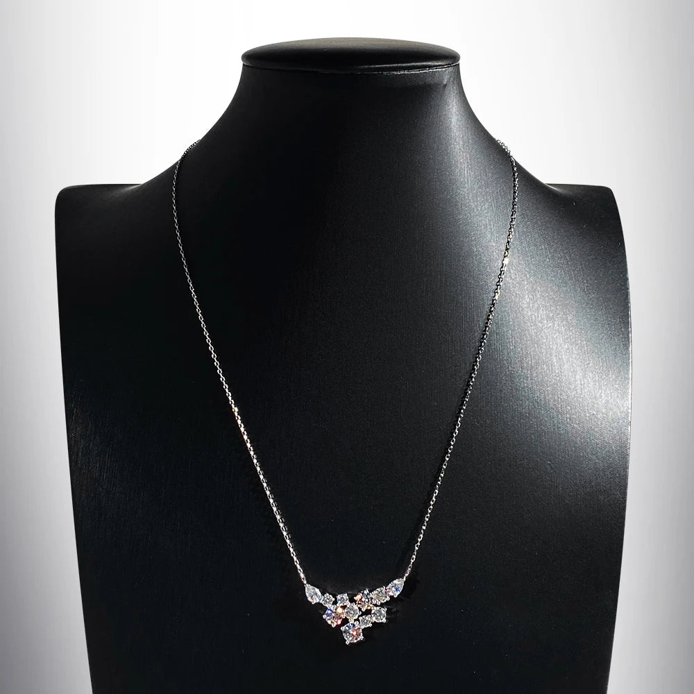 OEVAS Full Moissanite Pendant Necklace For Women S925 Silver Sparkling Wedding Chain Party Fine Jewelry Can Pass Diamond Test