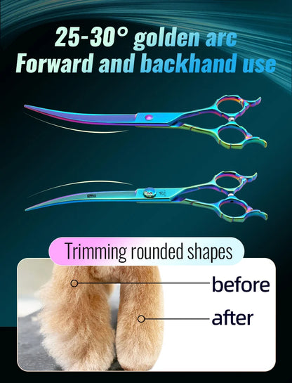 Fenice JP440C 7/7.5 Inch Professional Pet Dogs Grooming Scissors Kits Straight Curved Thinnier Chunker Shears Set For Dogs