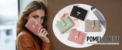 Pomelo Best Small Leather Wallet for Women Purse RFID Blocking Bifold Soft Card Holder with ID Window Zipper Coin Pocket Wallets