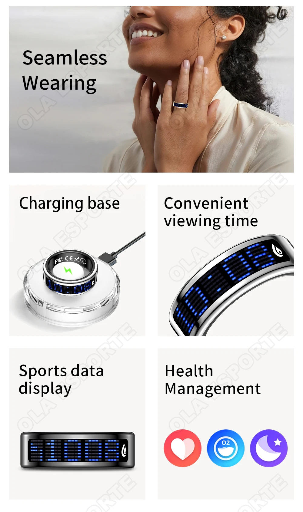 2026 Smart Ring with Touch Display Screen, Wireless Charging, Health Manager, 5 ATM Waterproof For Men Women Smart Rings R12 R08
