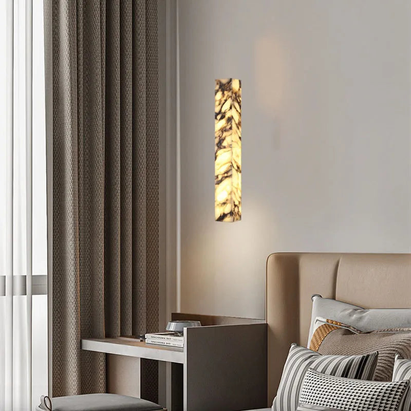 Cuboid Natural Marble Wall Lamp Art Design Dimmable Indoor Parlor Bedroom Stairs Bathroom Lighting