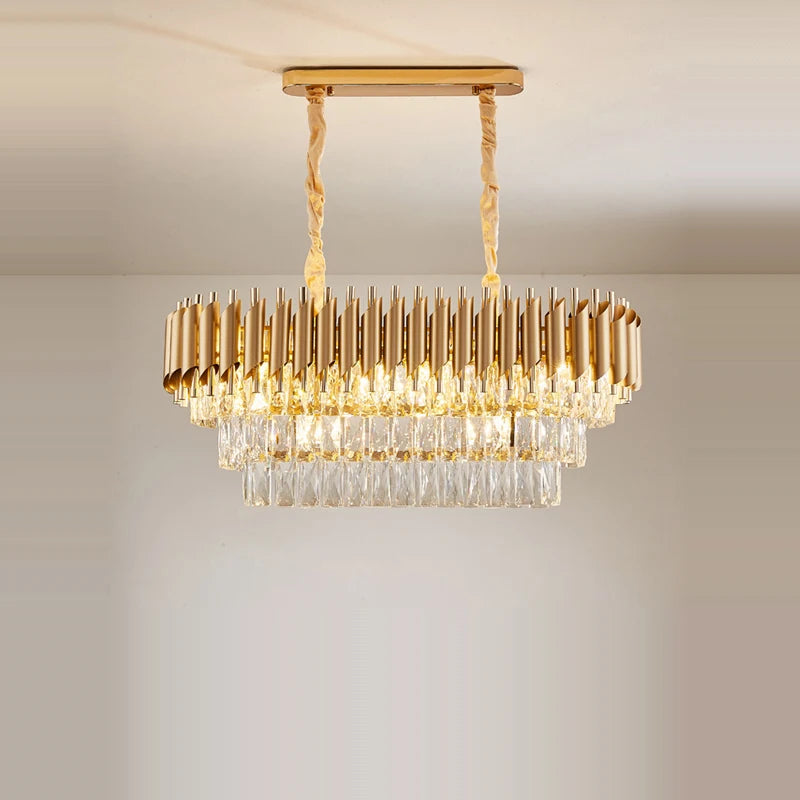 Villa Luxury Living Room Chandelier K9 Crystal Restaurant Pendant Lights Modern Ceiling Chandelier Dining Table Indoor Home Lamp