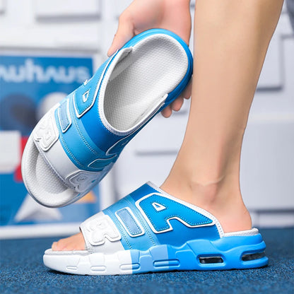 Summer Men Slippers Casual Sandals Platform Bubble Outdoor Beach Sandals Garden Shoes Male Comfortable Home Slides Loafers 39-47