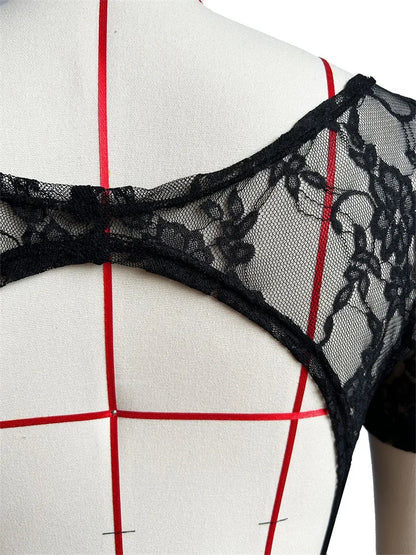 Wholesale Clothing Casual Jumpsuit Women 2024 One-pieces Rompers Womens Summer Black Bodycon Lace See Though Romper Playsuits