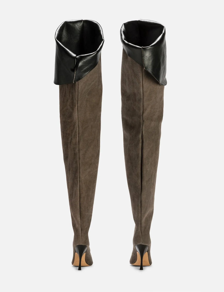 2026Autumn and Winter New Women's Wide Leg Stiletto High Heel Knee Long Boots Pointed 34-45 Large Leg Women's Boots