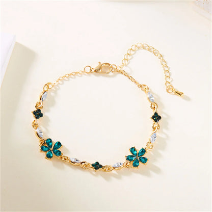 Elegant Crystal Flowers Bracelets For Women Girls Y2K Sweet Sparkling Zircon Floral Plant Chain Bracelet Luxury Wedding Jewelry