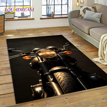 Motocross Modern retro Motorcycle Carpet Rug for Bedroom Living Room Home Sofa Decoration,Children Game Large Decor Floor Mat