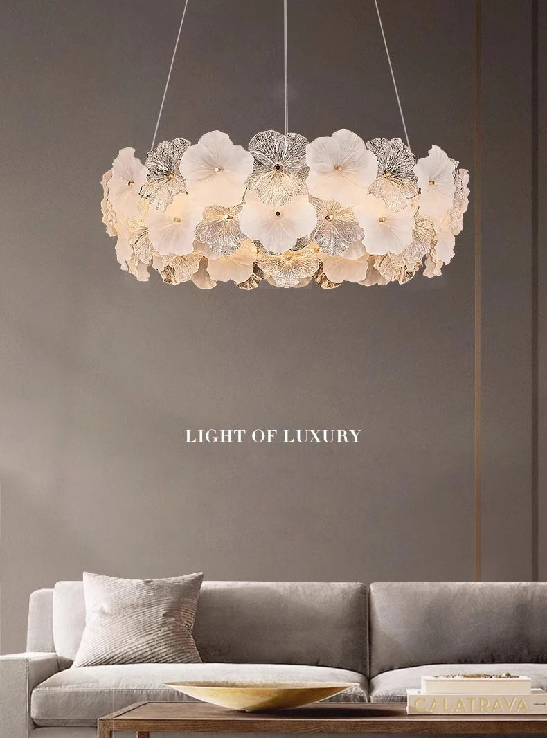 Modern Lustre Glass Flower Led Chandeliers Lighting Living Dining Room Pendant Lights Home Decor Bedroom Hanging Lamp Luminaire