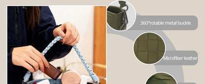 Besnfoto Camera Bag Stylish Woven Leather Shoulder Bucket Bag with Detachable Drawstring Pouch Removable Strap Vintage Crossbody Handbag Case for DSLR Mirrorless Camera Lens Sony Canon Nikon Women