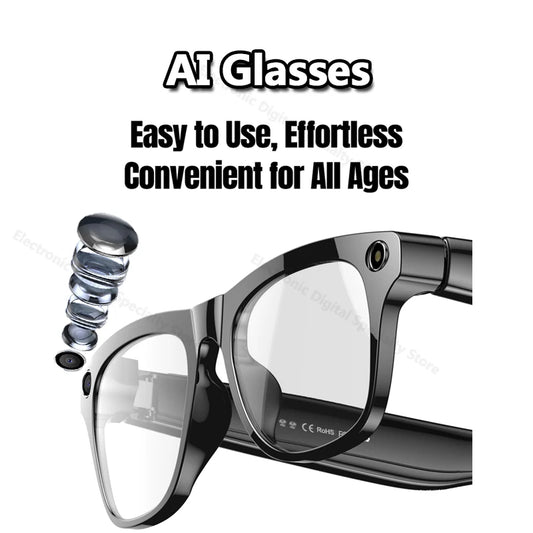 AI Smart Glasses Translation 800W Camera HD Photo Video Voice Call Waterproof Bluetooth Listening To Music Motorcycle Glasses