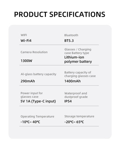 New AI Smart Glasses 13MP HD Camera 1200P Video  Multiple Languages Translation WiFi Sunglasses Bluetooth Call Music Men Women
