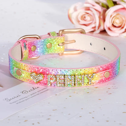 Personalized Small Dogs Chihuahua Collar Bling Rhinestone Dog Collars Free Custom Pet Dogs Cats Name Charms Pet Accessories