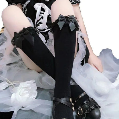 Lolita Lace JK Stockings Bow Knot Lolita Socks Female Long Lolita Soft Sister Jk Uniform Knee Socks Student Cute JK Socks