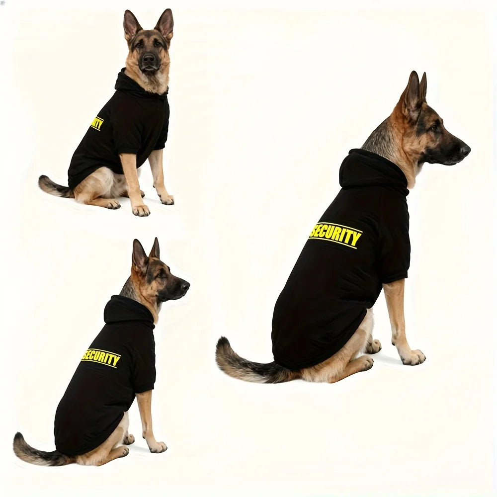 Security Printed Handsome Dog Hoodie Warm Pet Sportswear Medium and Large Dogs Outdoor Safety Pet Clothing  Dog Clothing