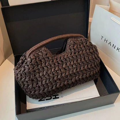 New Summer Beach Bag for Women Clutch Bag Luxury Designer Straw Bags Tote Handbag Fashion Woven Rattan Bags Female Travel Purse
