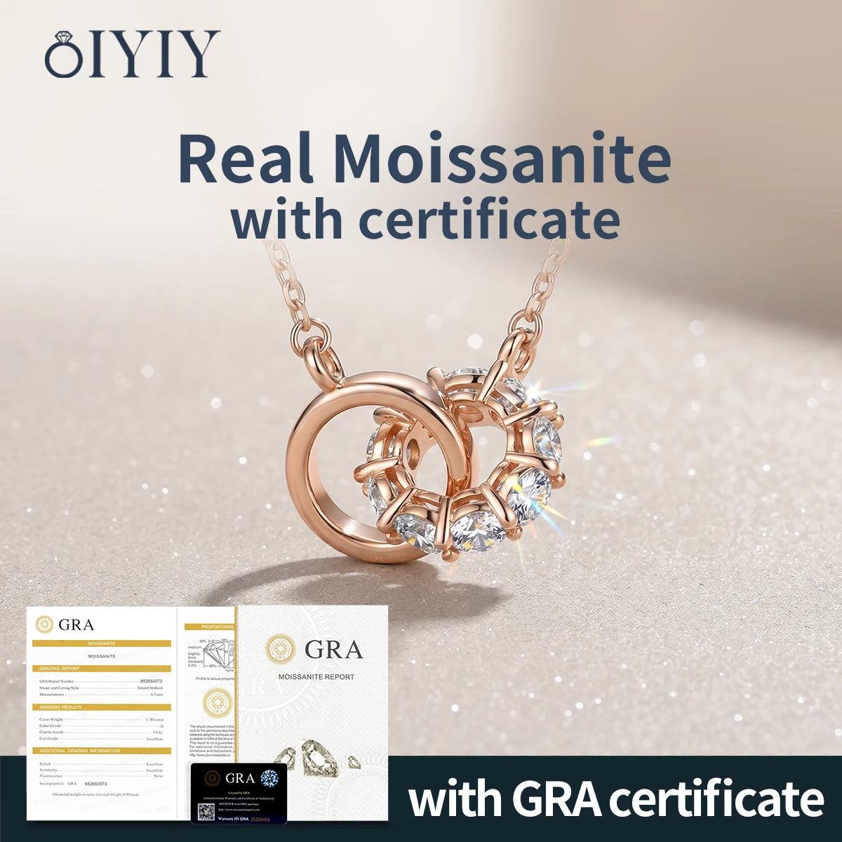 OIYIY Moissanite Necklace for Women 925 Sterling Silver D VVS1 GRA Certified Lab Grown Diamond Pendant Luxury Fine Jewelry Gift
