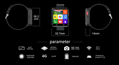Factory S222 4G Smart Watch Android 11.0 OS 2.64inch Large Screen Smartwatch Waterproof Men Women Clocks Hours PK S999 DM100