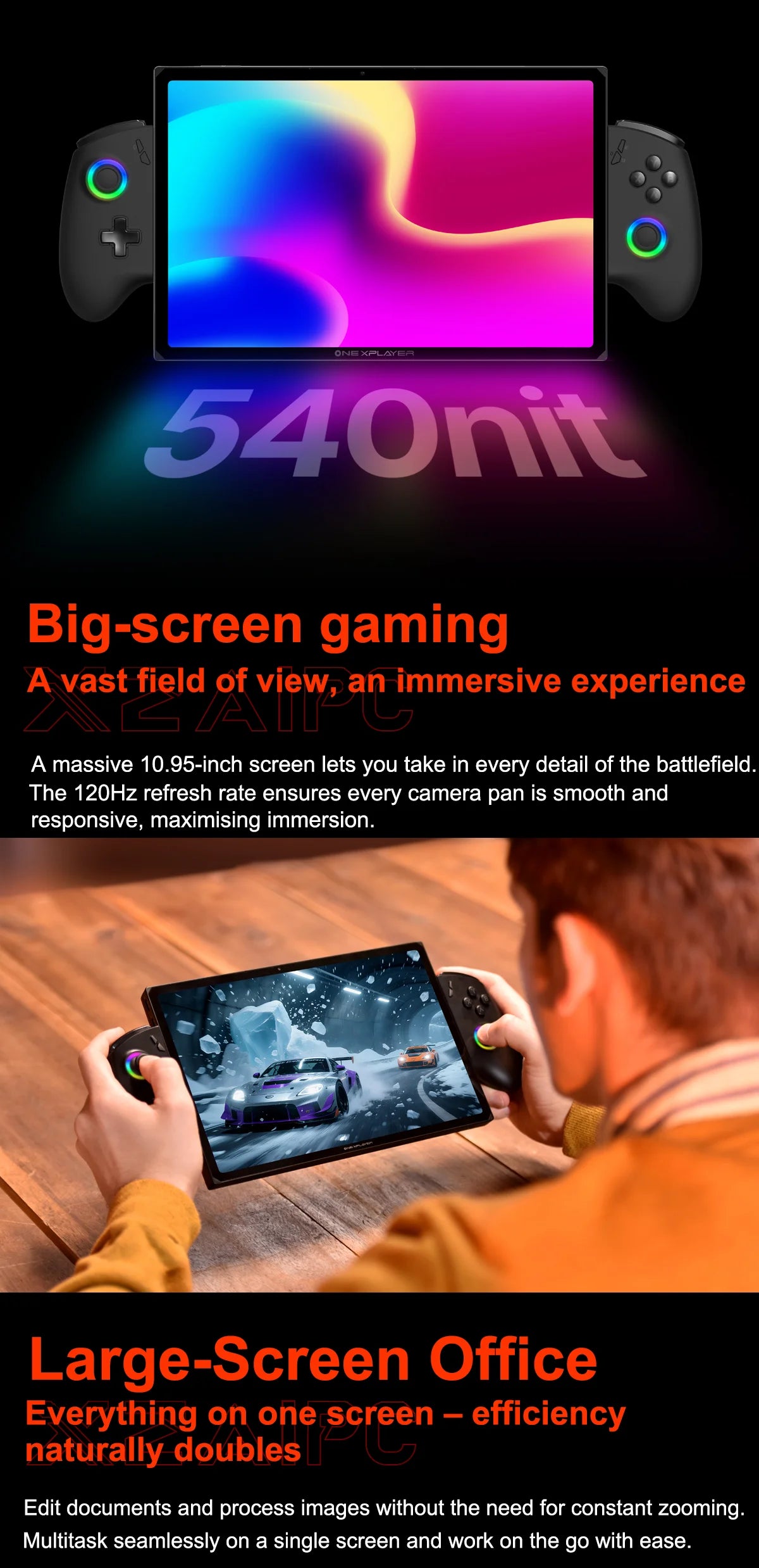 OneXplayer X2 3-in-1 Gaming Laptop Intel Arc G3 Extreme 48GB+1TB 10.9 Inches LTPS 120Hz Gaming PC Handheld Console Tablet 65Wh